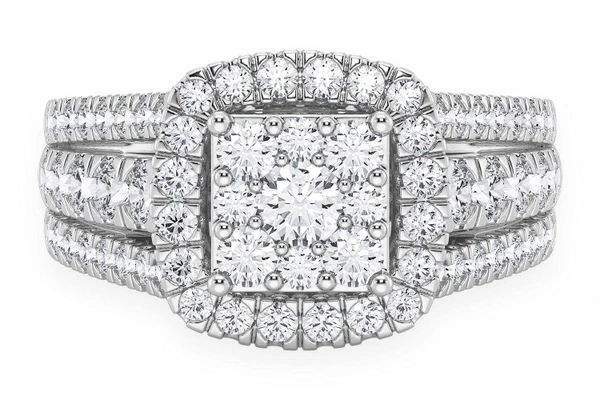 14K White Gold Halo Ring